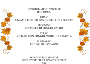 Christini's Italian Restaurant October Menu